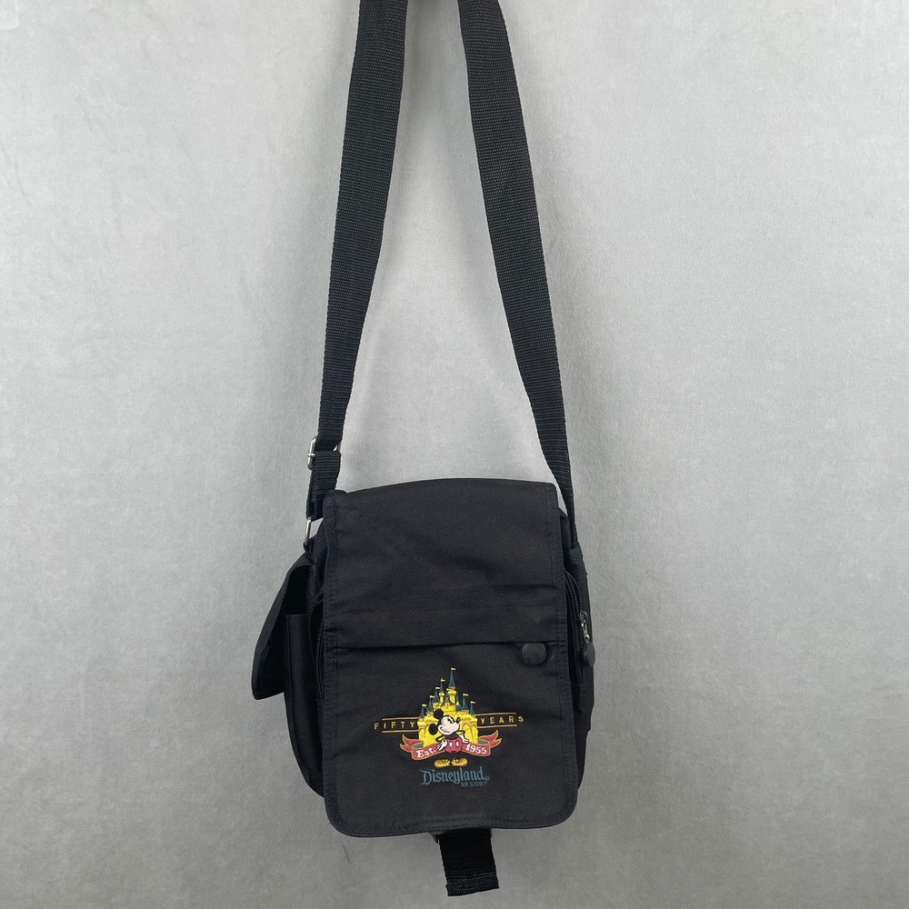 Disneyland Resort 50th Anniversary Mickey Mouse Black Canvas Crossbody‎ Bag 2005